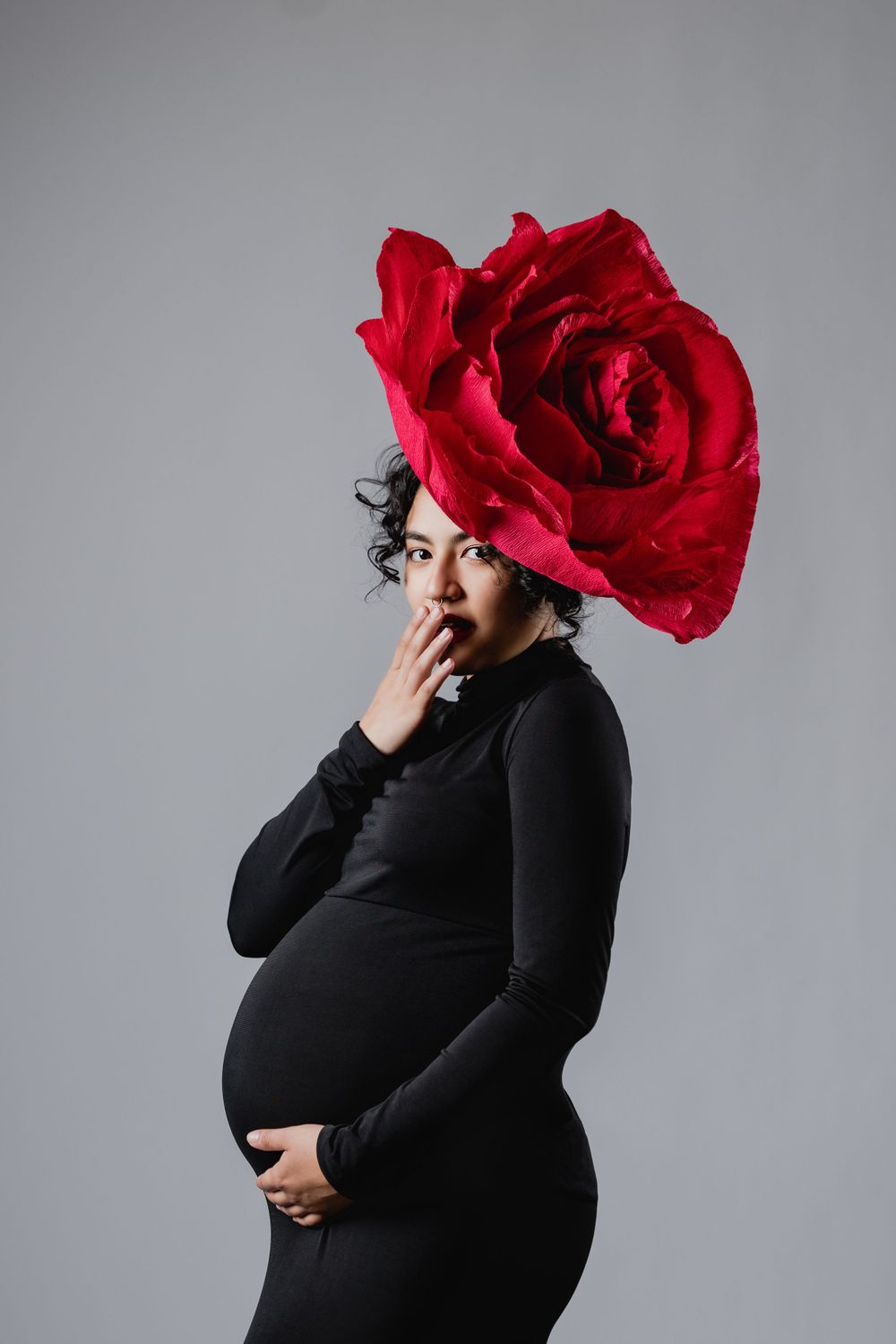 Maternity photography, Jacksonville FL, Carolennys Studios, Fine Art Maternity Photography, Studio Photography, Oversized red rose headpeice