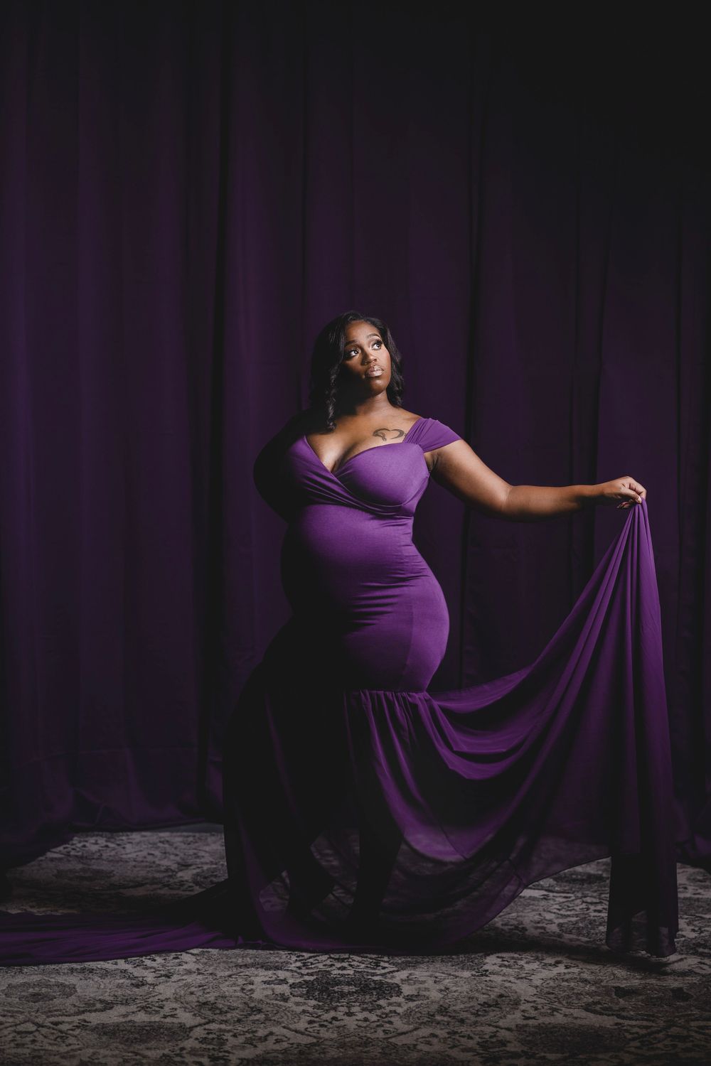 Maternity photography, Jacksonville FL, Carolennys Studios, Fine Art Maternity Photography, Studio Photography, purple maternity dress