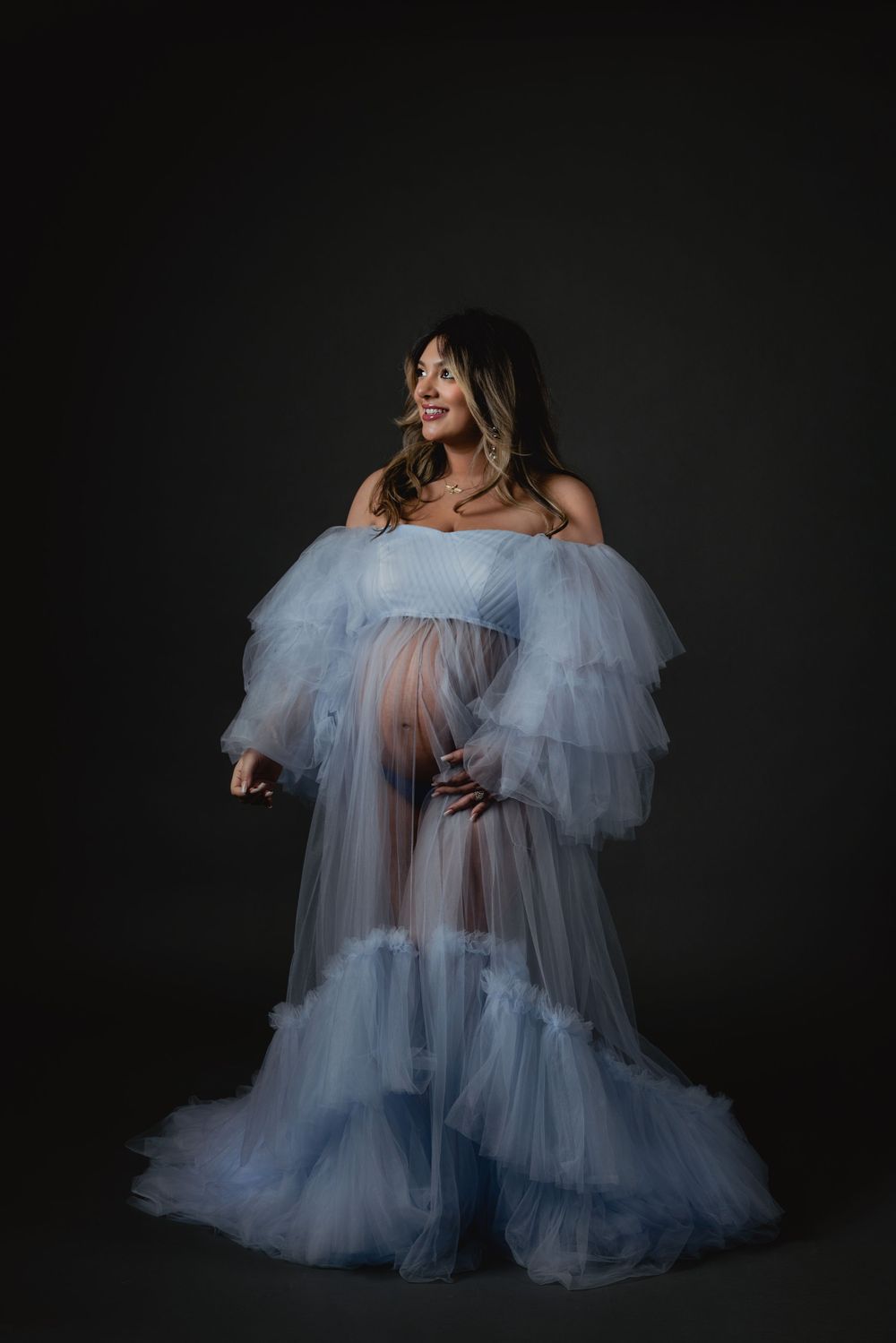 Maternity photography, Jacksonville FL, Carolennys Studios, Fine Art Maternity Photography, Studio Photography, Blue Dress Maternity