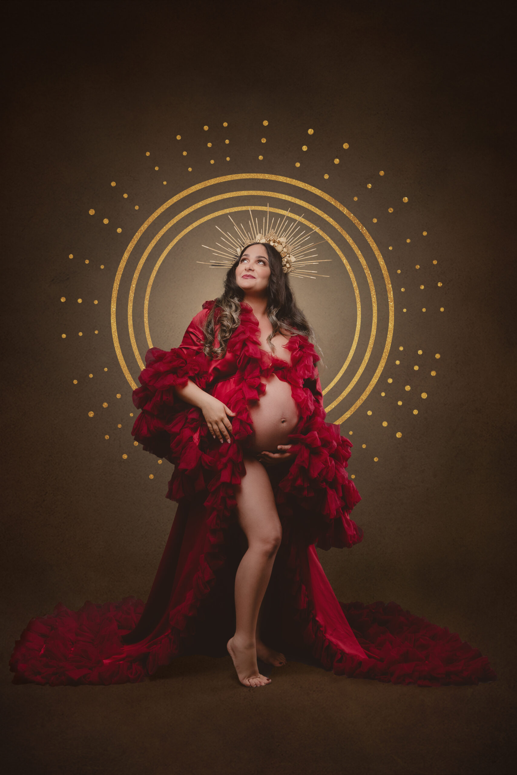 Maternity photography, Jacksonville FL, Carolennys Studios, Fine Art Maternity Photography, Studio Photography, satin red maternity robe